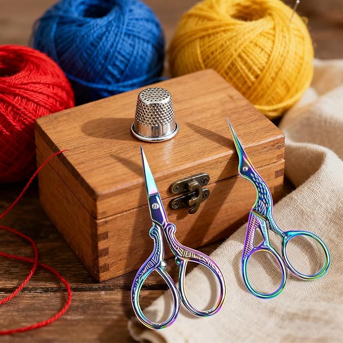 AQUEENLY Embroidery Scissors 2 Pcs Small Sewing Scissors Sharp Stainless Steel 3.6 Inches for Artwork, Crochet, Needlework, Threading