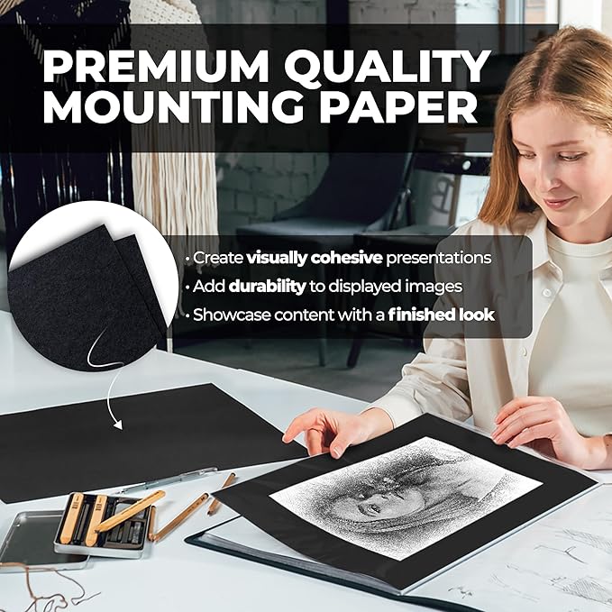 Dunwell 11x17 Art Portfolio Binder with Black Mounting Paper (Ruby), Large Portfolio Folder for Artwork Storage, 24 Clear Plastic Sleeves, Displays 48 Pages, Acid-Free Poly 11 x 17 Presentation Book