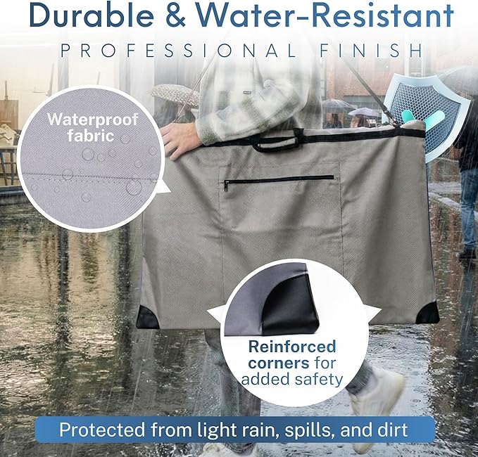 Large 24 x 36 inches Art Portfolio Bag, Fits ARCH D Blueprints, Posters & Art Prints, Waterproof Artist Case with Shoulder Strap, Durable Grey Carrying Tote for Architects, Designers & Students