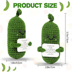 Hoedia Handmade Emotional Pickle Gift, Cucumber Crochet Doll Inspirational Gifts with Cards, Cute Knitted Funny Support Potato Friend Birthday Mothers Day Easter Basket Stuffers (Emotional Pickle)