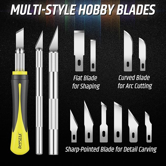 DIYSELF 16-Piece Craft Knife Set, Exacto Knife Set for Christmas Crafts, Wood Carving Tools, Stocking Stuffers Gift for Women Men, 3 Hobby Precision Exactly Art Knife with 10 Exacto Knife Blades