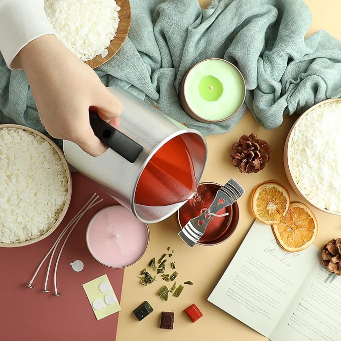 Hearth & Harbor Organic Soy Candle Making Kit for Adults, DIY Crafts, Complete Candle Making Supplies Include Natural Soy Wax, Tins, Scents, Dyes, Wicks & More – Gift Idea, Perfect Home Decor – 2 Lbs