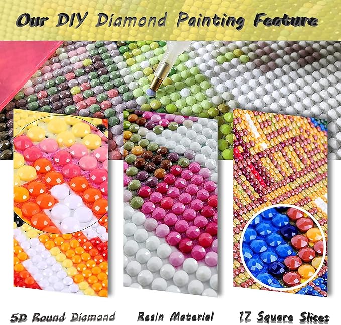 Christmas Couple Diamond Art Kits for Adults, Diamond Painting Kits for Adults for Beginners, DIY Diamond Dots Art Kits, 5D Full Round Drill Gem Art Painting Kits for Home Wall Decor, 14x14in