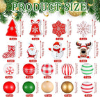Huwena 200 Pcs Christmas Wooden Beads Red Green White Xmas Snowflake Polished Spacer Bead Santa Stocking Deer Snowman Round Bead for DIY Crafts Garland Jewelry Making