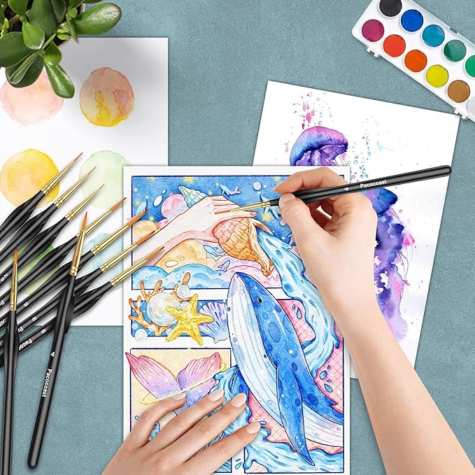 Detail Paint Brushes Set, 12PC Miniature Brushes for Fine Detailing & Art Painting, Small Tiny Paint Brush Perfect for Acrylic, Paint by Number, Craft, Models (Black)