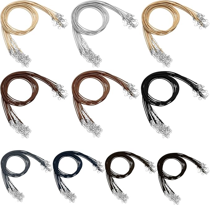 Tudomro 100 Pieces 20 Inch Waxed Leather Necklace Cord Bulk with Clasp Colorful Necklace Bracelet Chains String Rope Cord for Jewelry Making Pendants Charms(Basic Color)