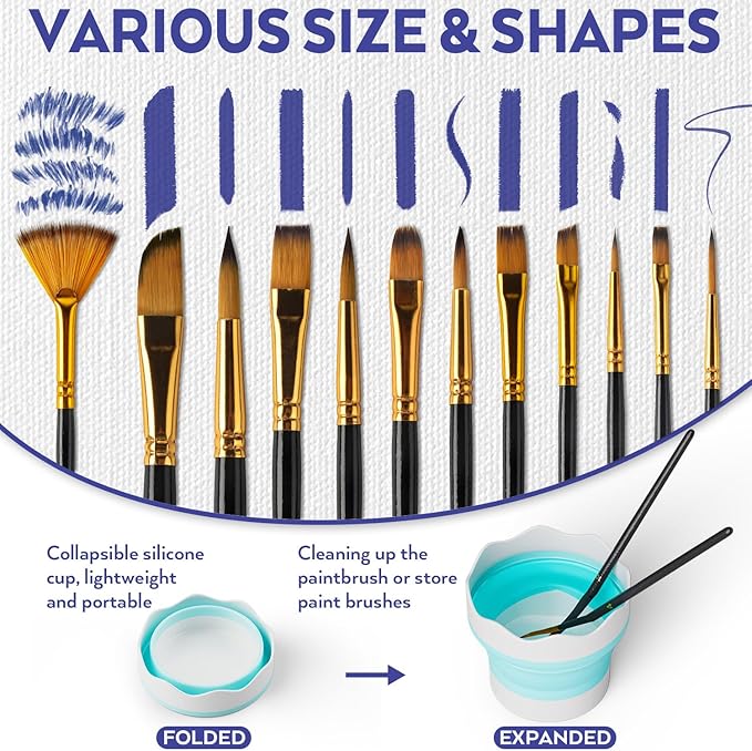 Nicpro Acrylic Paint Canvas Set for Adults, 80PCS Art Painting Supplies Kit with 36 Paints(36ML), Table Wood Easel,10 Canvas Panels,12 Paint Brushes,Paper Pad, Cup, Palette for Beginner Artist Adults