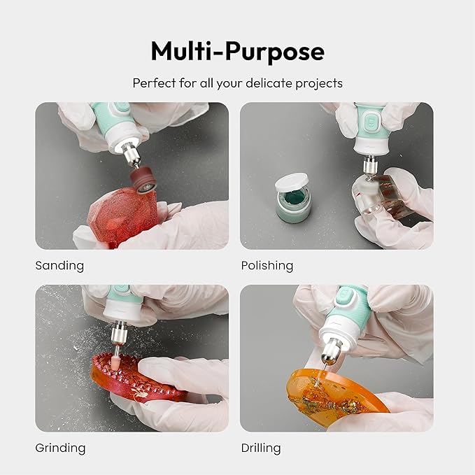 Resiners Cordless Rotary Tool Kit, Resin Drill & Polishing Kit, 8-Speed Adjustable, Type-C Charging, 52pcs Electric Jewelry Making Kit for Drilling, Polishing, Sanding, Grinding DIY Crafts