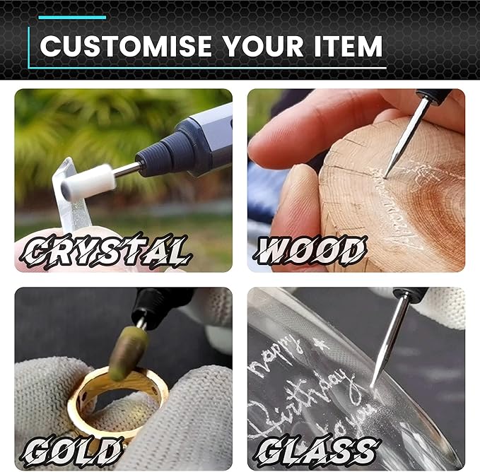 AM ARROWMAX Smart Engraving Pen, HollowCup Motor, 42 Bits with Aluminum Case, OLED, Magnetic Charge, Mini Electric Engraving Tool for Metal, Wood, Glass and Plastic (SGS MAX)