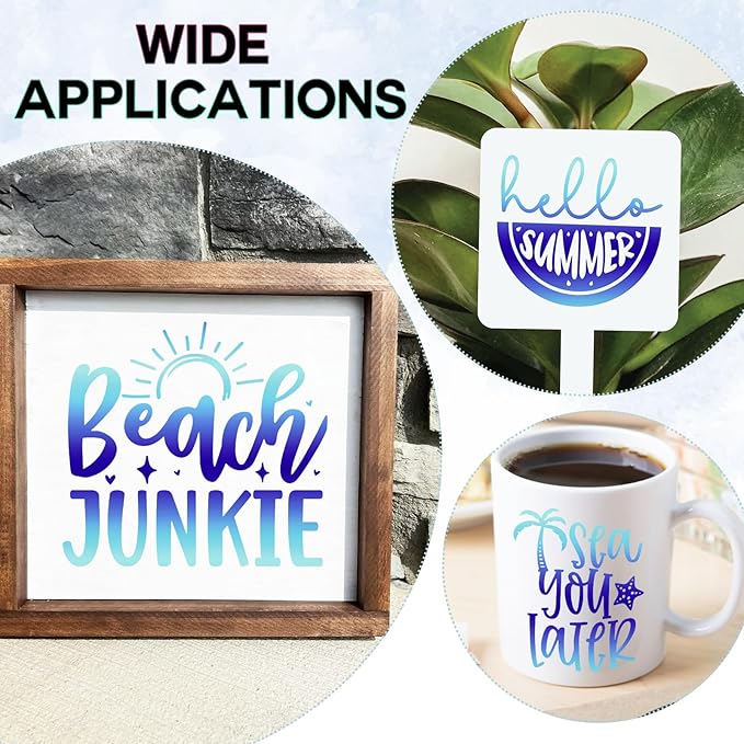 Tintnut Blue Permanent Vinyl - 8 Sheets 12"x10"Gradient Patterned Permanent Adhesive Vinyl for Cutting Machine, Home Decor Self Sticker