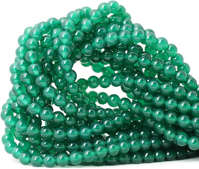 60PCS 6mm Green Agate Gemstone Round Loose Beads for Jewelry Making 1 Strand 15"