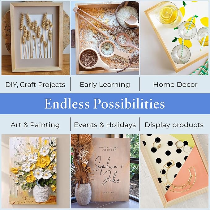 Small Wood Canvas 5 x 7 x 1-1/2-inch, Pack of 8 Wooden Sign Blank with Frame, Wood Cradled Panels for Crafts & Home Decor, by Woodpeckers