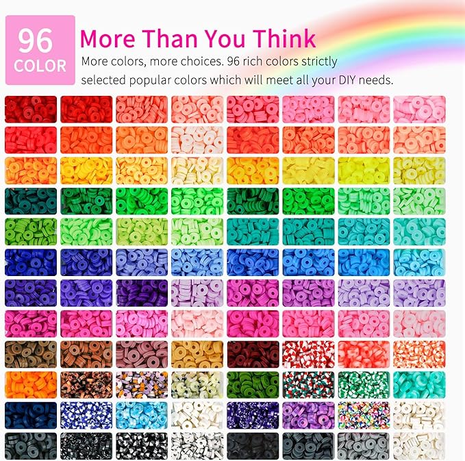 Paodey Friendship Bracelet Making Kit - 96 Colors, 900pcs Letter and Number Beads, Gold & Silver Charms and Clay Beads