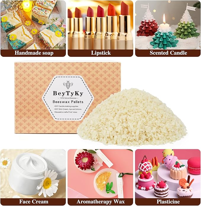 10Lb Organic White Beeswax Pellets - Beeswax for Candle Making Triple Filtered Candle Wax for DIY Cream, Lip Balms, Lotions, and Soap Making Supplies, Cosmetic Grade Easy Melt Pure and Natural BeesWax