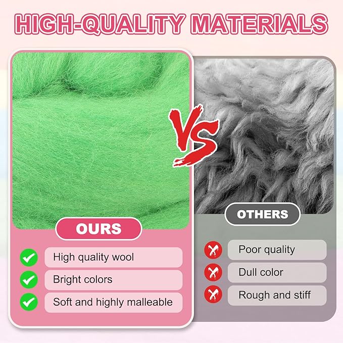 MECCANIXITY Wool Roving Yarn Soft Felting Wool 50g/1.76oz Pure Chunky Roving Yarn for Needle Felting Knitting Blanket Spinning Weaving Art DIY Craft Light Brown