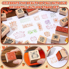 Marspark 22 Pcs Fall Wooden Rubber Stamps and Craft Ink Pads Set Mixed Fall DIY Craft Cards Wooden Rubber Stamps for Party Scrapbooking Cards Making Supplies Gift Decor