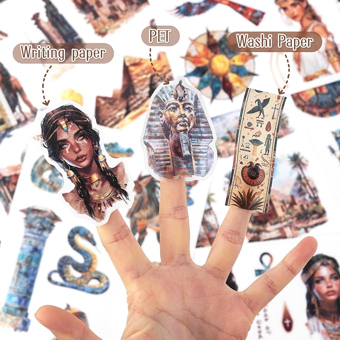 Dizdkizd Egyptian Vacation Stickers for Scrapbooking, 182 Pre-Cut Witch Magic Sticker Ethnic Stickers Book for Junk Journals, Themed Albums, Collage, Journaling Supplies Kit