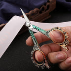 Sewing Scissors Sharp Embroidery Scissors with Sheath, Craft Scissor for Needlework Artwork Threading Cross Stitch Handicraft DIY Tool, 4.5in Gold Green Shears