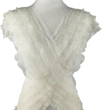 1 Yards Light Yellow Pleated Lace Chiffon Fabric Elastic Lace Trim for Wedding Bridal Dress Decoration DIY Sewing Clothing Decoration, 6 Inch