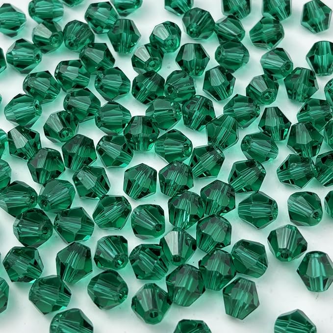 500pcs 3mm Bicone Glass Crystal Beads for Jewelry Making, Faceted Bicone Glass Spacer Beads for Bracelet Earring Necklace DIY Craft(Peacock Green)