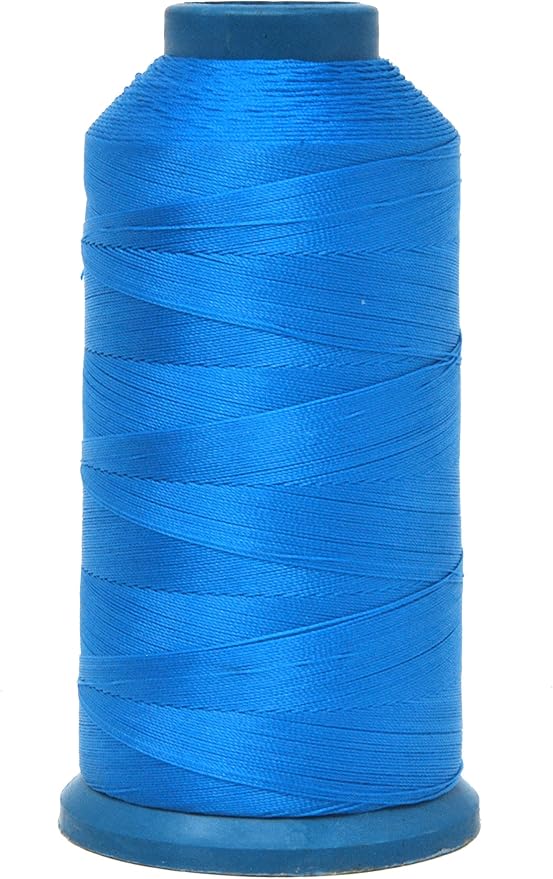 Mandala Crafts Bonded Nylon Thread Sky Blue Heavy Duty Sewing Threads - 1500 YDs Size 69 210D T70 Tex 70 Thread for Leather Jeans Weaving Outdoor Marine Upholstery Threads