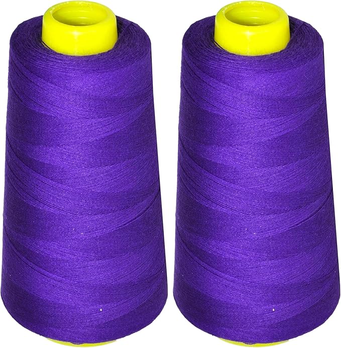 Mandala Crafts Violet Thread Cones for Machine and Hand Quilting - 2400 Yds 50 WT Multiple Purpose Mercerized 100% Cotton Threads for Sewing Machine Serger Embroidery