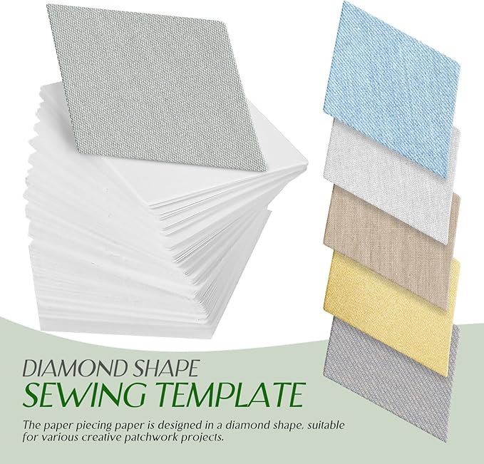 300pcs Paper Piecing Templates for Quilting Diamond Shape Sewing Pattern Paper Quilting Supplies for Beginners and DIY Projects