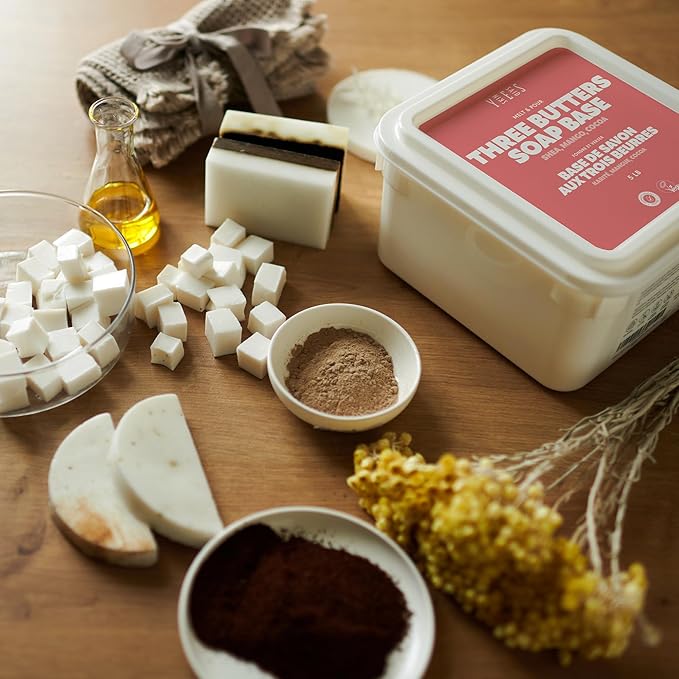 5Lb Three Butters Soap Base (Shea, Mango & Cocoa Butter) - Melt and Pour Soap Making Supplies - SLS/SLES Free, No Palm Oil, Organic - Extra Moisturizing - Perfect for DIY Projects