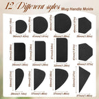 Juexica 3 Pcs Cup Pottery Molds 2.5'', 2.8'', 3.1'' with 12 Pcs Mug Handle Forms Shaping Tool Wood Slump Press 3 Sizes Clay Molds for DIY Cup Mug Art Making