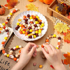 Huwena 200 Pcs Fall Wooden Beads Autumn Pumpkin Maple Leaf Colorful Round Loose Spacer Thanksgiving Beads Wood Bead Colorful Craft for DIY Craft Making Bracelet Necklace Home Decor