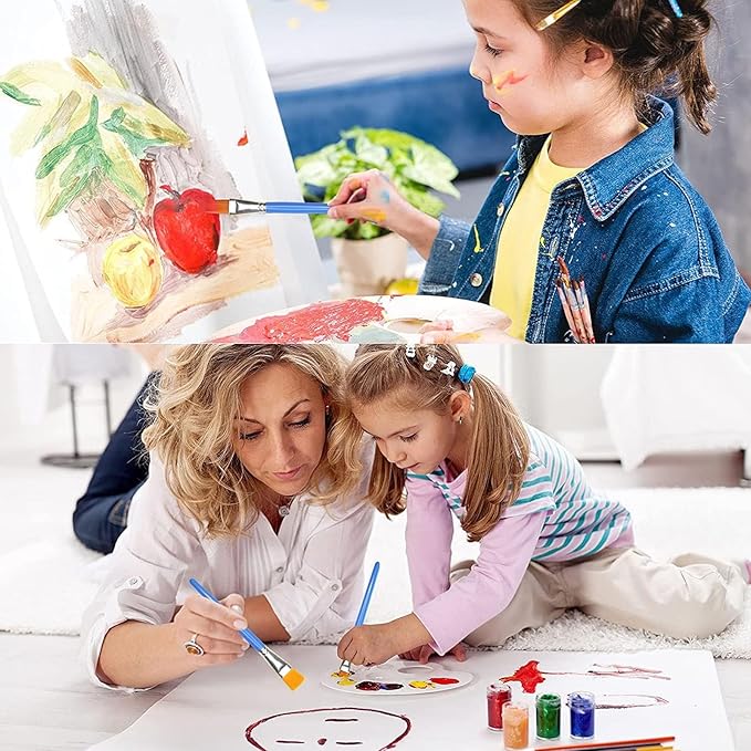 10Pcs Flat Paint Brushes for Acrylic Painting Large Paint Brush Synthetic Nylon Hair Paintbrush Artist Painting Brush for Detail Painting Oil Watercolor Face Body Art Painting (Soft Brushes)