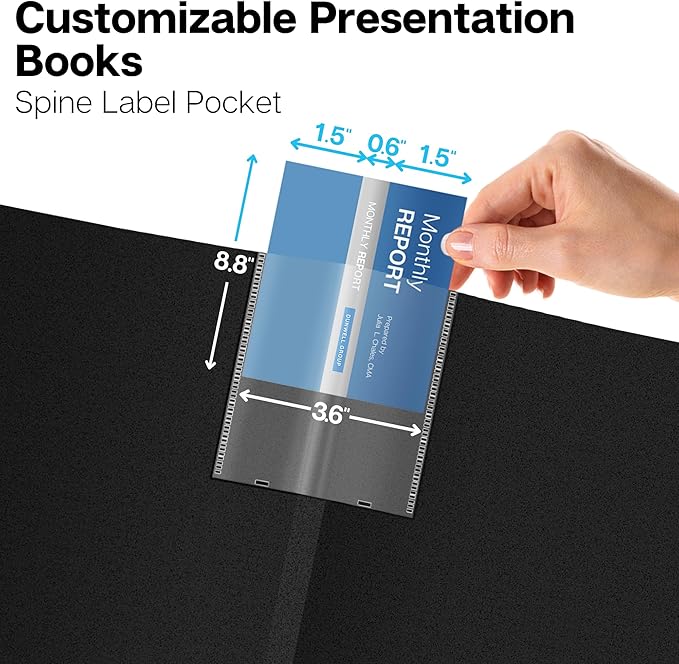 Dunwell 11x14 Portfolio Binder (Black, Horizontal), Presentation Book with 24 Pockets, Large 11 x 14 Art Portfolio Folder, Acid-Free Poly Cover and Sleeves