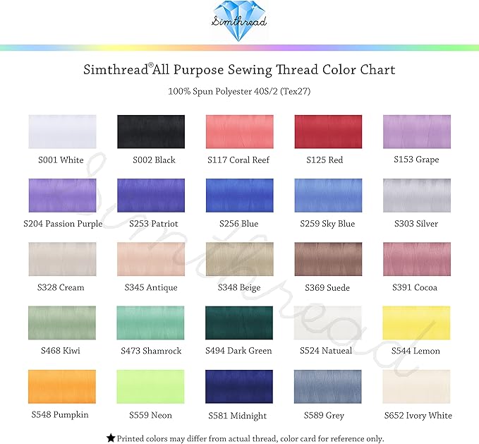 Simthread All Purpose Sewing Thread from 100% Spun Polyester for Serger, Overlock, Merrow, Quilting Sewing 4 Big Cones of 5000M (5500 Yards) Each - 40S/2 Ivory White