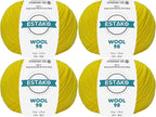 Estako Wool 98 (4- Skeins Pack) 100% Superwash Merino Wool Medium Worsted Weight Soft Knitting and Crochet Yarn (4 x 1.76 oz) (4 x 98 yds) (6366-Yellow)