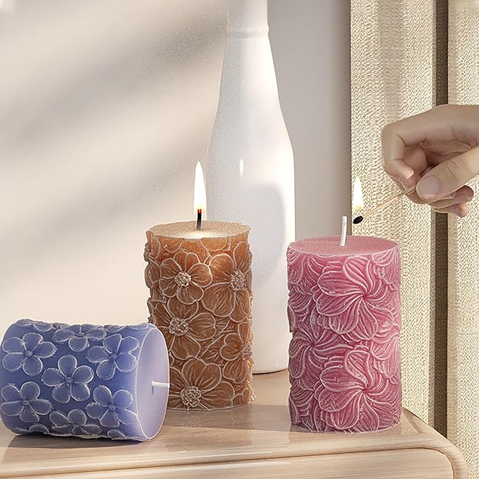 Flower Petal Cylinder Candle Mold - Resin Casting Silicone Molds for Home Decor & Candle Making Wave Spiral Mold