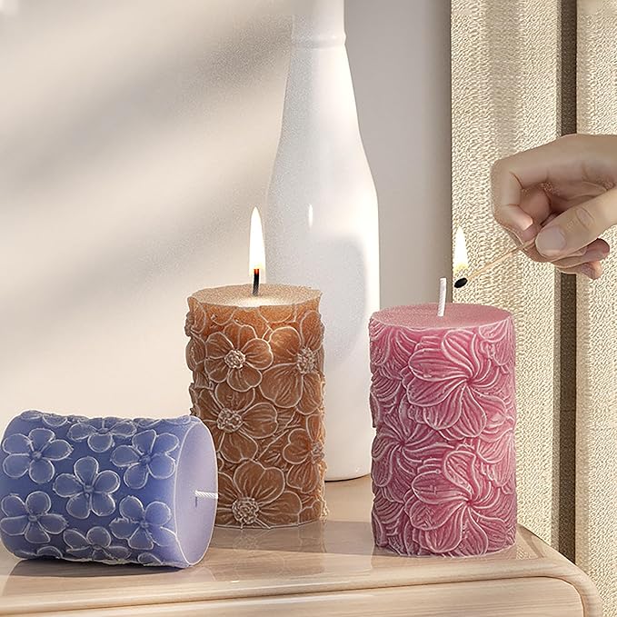 Flower Petal Cylinder Candle Mold - Resin Casting Silicone Molds for Home Decor & Candle Making Wave Spiral Mold