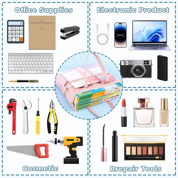 Pendancy Mesh Zipper Pouch A3 Size, Large Double Pocket Waterproof File Bag with Handle, 13x17 in Foldable Document Storage for Puzzle Project/Cross Stitch/Travel/Office（Advanced Gray）