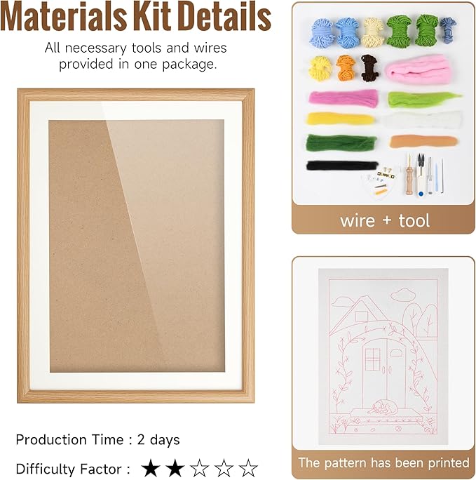 clberni Punch Needle Kit, Punch Needle Embroidery kit, Needlepoint Kits for Adults, Matching 12x16 inches Photo Frame Hanging on Wall as Home Decor