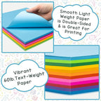 Hygloss Assorted Bright Colored Paper - 24 lb, 89 GSM, Acid-Free, Fade-Resistant, 8.5x11-Inch Letter Size Color Copy Paper, 240 Sheets, 12 Colors