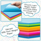 Hygloss Assorted Bright Colored Paper - 24 lb, 89 GSM, Acid-Free, Fade-Resistant, 8.5x11-Inch Letter Size Color Copy Paper, 48 Sheets, 12 Colors