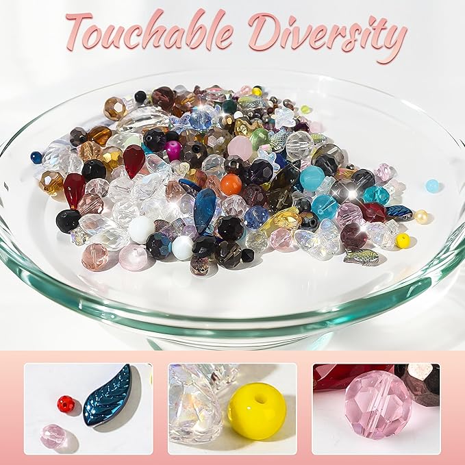 Mystery Mix Glass Beads Bulk - Assorted Crystal Beads for Jewelry Making, DIY Bracelets & Crafts, Half Pound Surprise Pack