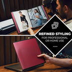 Dunwell Art Portfolio 8.5x11 Folder (Ruby), Black Mounting Paper, Portfolio Binder for Artwork, 8.5 x 11 Art Folder, 24 Pockets Display 48 Pages, Acid-Free Poly Presentation Book