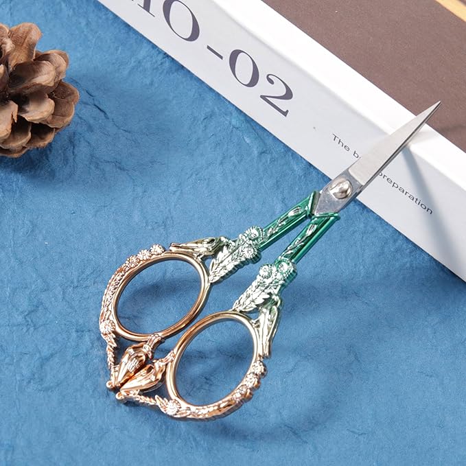 Small Embroidery Scissors with Cover -Cute and Comfortable handles with Sturdy and Sharp Tips for Precise Cutting, Perfect Size for Keeping in Your Sewing and Craft Supplies Kit