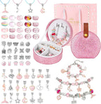 Emibele Girls Charm Beads Bracelet Making Kit with Portable Jewelry Box, Jewelry Making Kit for Kids Age 5 6 7 8-12, DIY Arts Crafts Toys for Teens Girls Gift Choices on Birthday Valentines Christmas