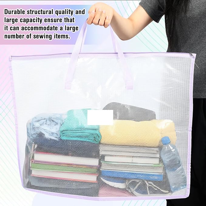 5 Pcs Pastel Art Portfolio Bags 19 x 25 Inch Transparent Artwork Storage Case with Handle and Zipper Mesh Folder Organizers for Bulletin Boards Paintings Scrapbooks Posters, 5 Colors