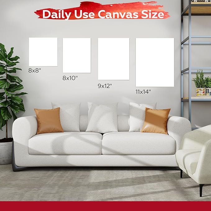 Stretched Canvas for Painting,10Pack 8X8 Inch Stretched White Blank Canvas,8 Oz Triple Primed 5/8" Profile Stretched Canvases,100% Cotton,Canvas for Painting, for Acrylics, Oils