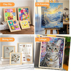 Wooden Canvas Panels with Easel Set – Complete Art Supplies for Artists, Includes 16x9 Easel, 12x12 Wooden Canvas Panels for DIY Crafts-Spring Family Fun