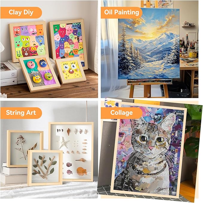 Wooden Canvas Panels with Easel Set – Complete Art Supplies for Artists, Includes 16x9 Easel, 12x12 Wooden Canvas Panels for DIY Crafts-Spring Family Fun