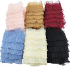 1 Yards Light Yellow Pleated Lace Chiffon Fabric Elastic Lace Trim for Wedding Bridal Dress Decoration DIY Sewing Clothing Decoration, 6 Inch