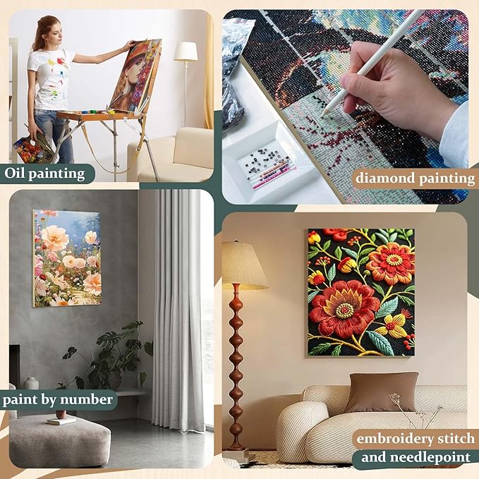 3 Pack 12x16 Inch DIY Canvas Stretcher Bars Canvas Frame Wood Frames Kit Easy to Assemble for Prints, Posters, Oil Painting, Painting, Embroidery Stitch and Needlepoint Arts